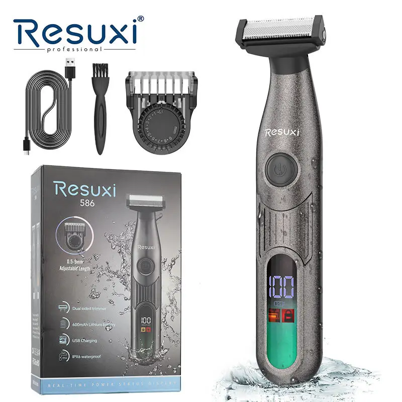 Resuxi 586 Premium Mens Grooming Shaver Electric Beard Trimmer IPX6 Waterproof Body Shaver Low Noise