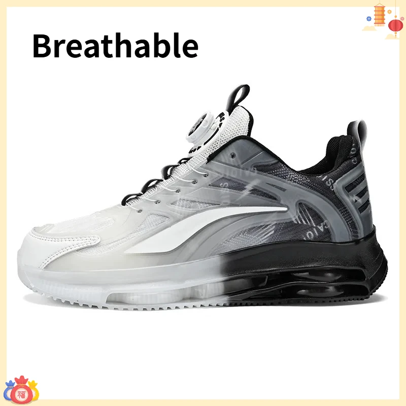 Four Seasons Men Breathable Running Sneakers No Slip Rotating Button Men Casual Shoe Lightweight Comfort Tenis Masculino for Men