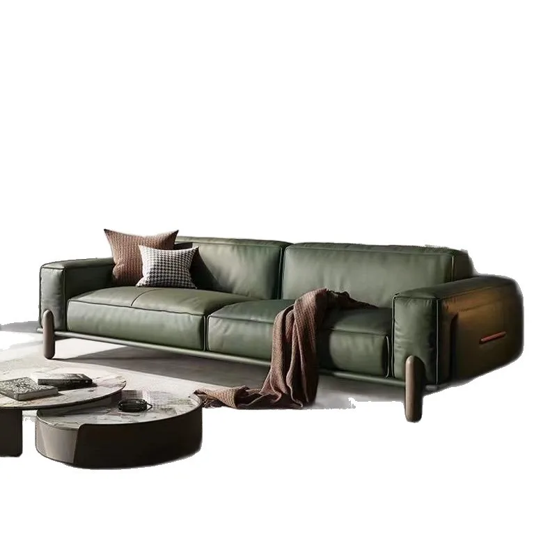Sofa flannel tofu cubes three-person Italian minimalist solid wood corduroy fabric sofa