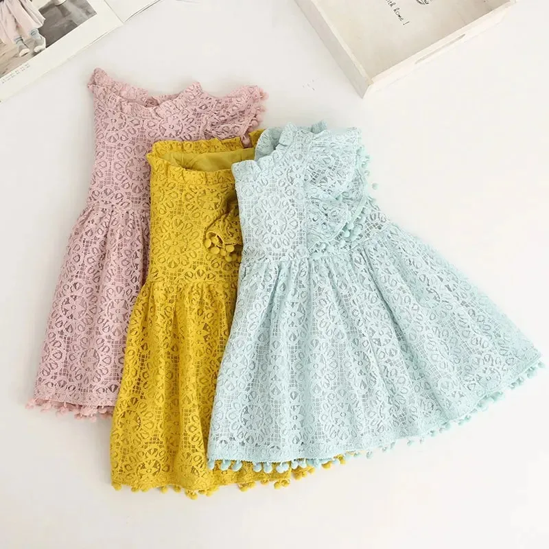 Girls Dress Lace Dresses For Kids Clothes Tassel Children Princess Dresses Summer Baby Hollow Vestidos Girl Costume