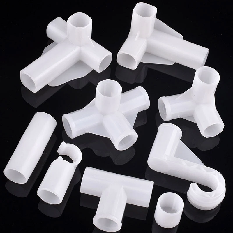 2~10Pcs 16mm Three Four Ways Straight Shelf Wardrobe Hook Fittings White Plastic Pipe Connector Garden Watering Irrigation Joint