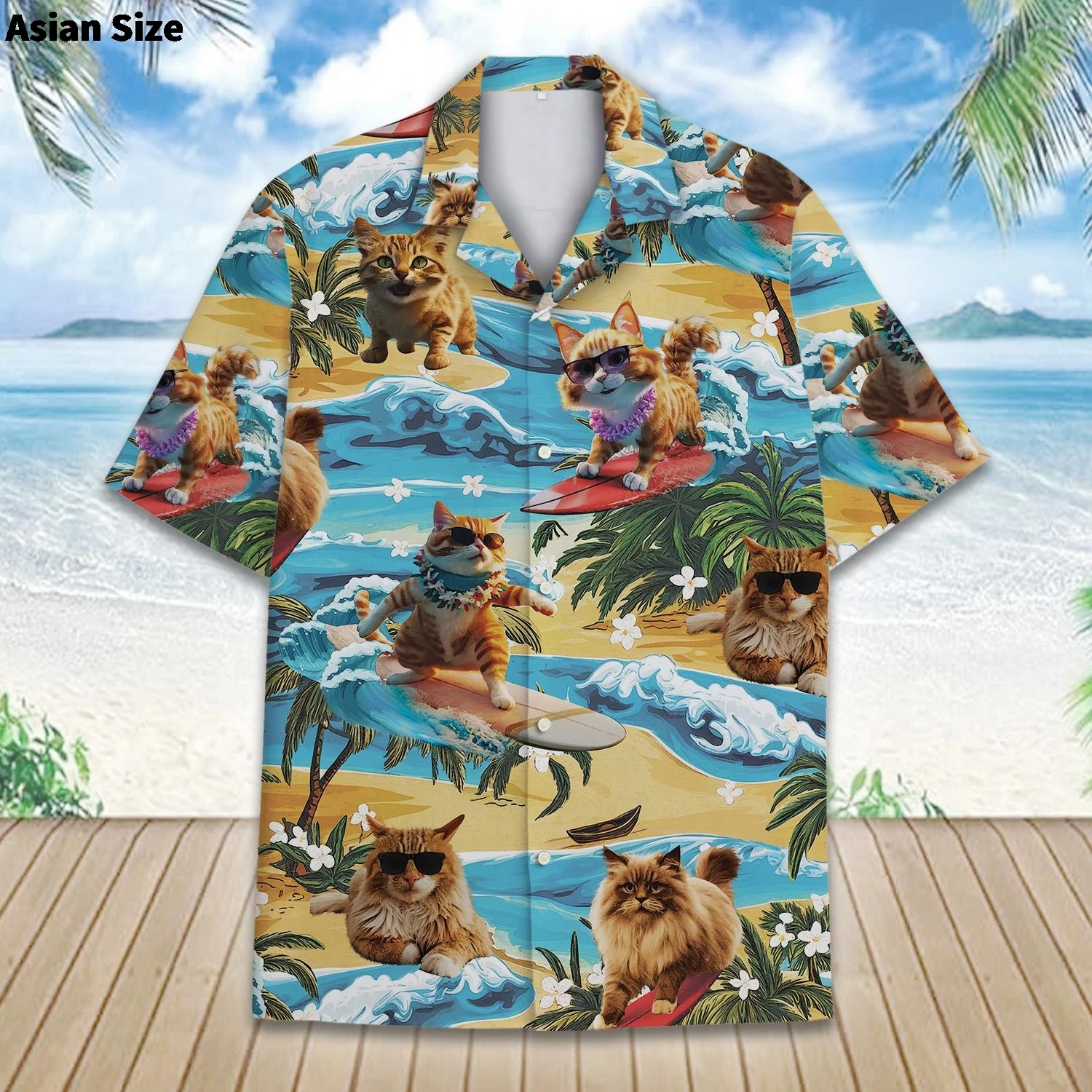 Camisas havaianas de banda de música de gato para homens e mulheres, camisa havaiana de gato engraçado aloha camisa de praia de verão camisa de manga curta, presentes de música