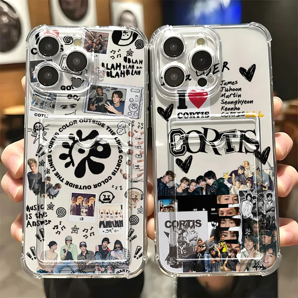 Modische neue C-Cortis Hot Card-Halter-Hülle für iPhone 17e 17 16e 16 15 14 13 12 11 Mini Pro Max X XR XSMax 7 8 Air Plus – Transparente Schutzhülle