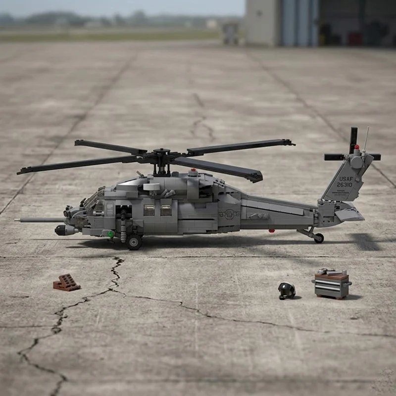 

qwert HH-60G Rescue Helicopter Model MOC Building Bricks War Equipment Modular Technology Gifts Holiday Assemble Children Toys