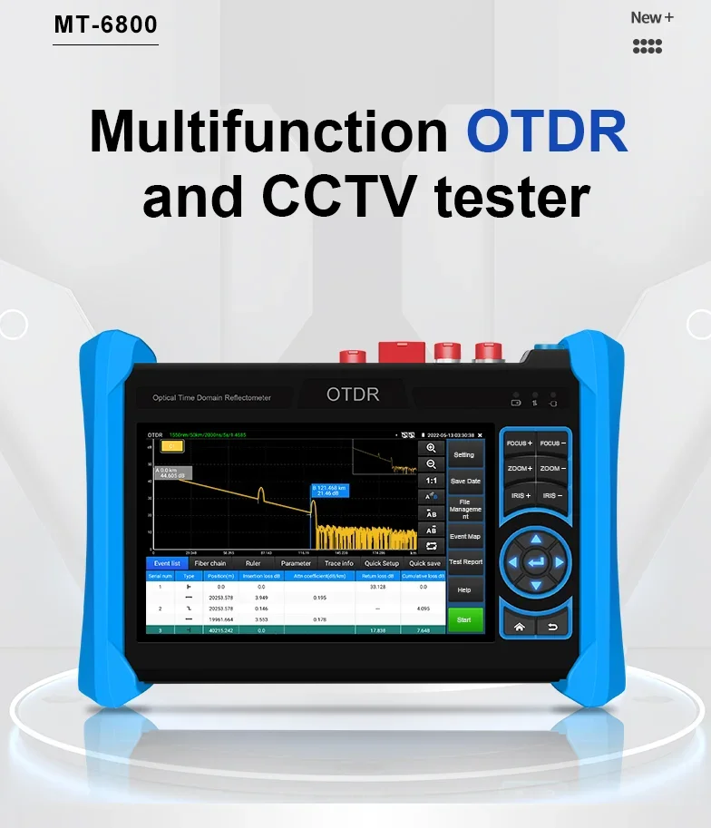 Multifunction OTDR Optical Time Domain Reflectometer Camera Tester OTDR IP CCTV Fiber Tester 5.4'' Wavelength Dynamics Optional