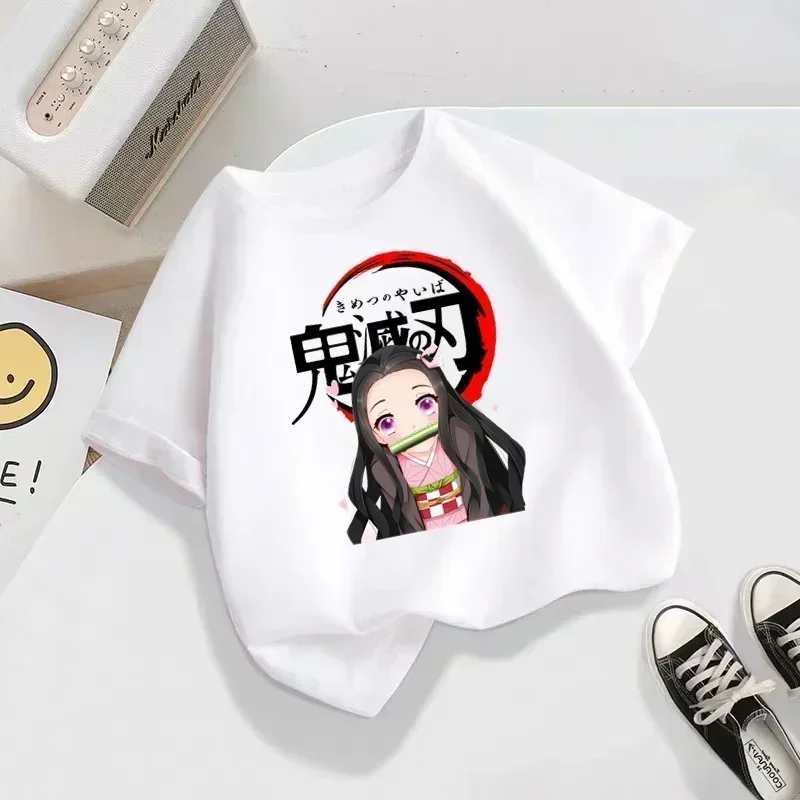 Demon Slayer Nezuko Kamado Chibi T-Shirt for Men Women Kids, Cute Anime Graphic Tee, Oversized Cotton Summer Short Sleeve Top