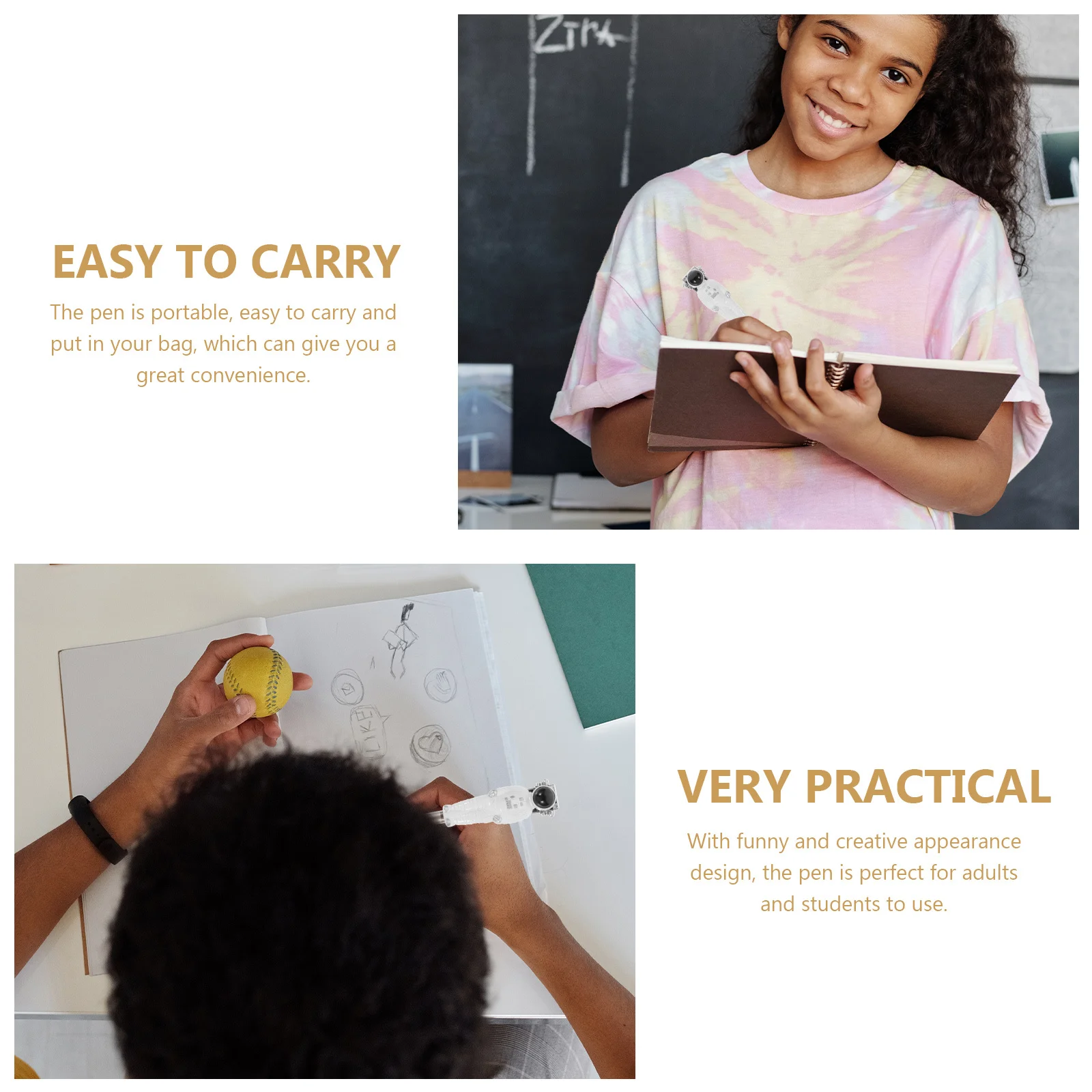 

4pcs Astronaut Creative Design Quick-Dry Ink Portable Writing Commemorative Pens Tool Students Adults Pens