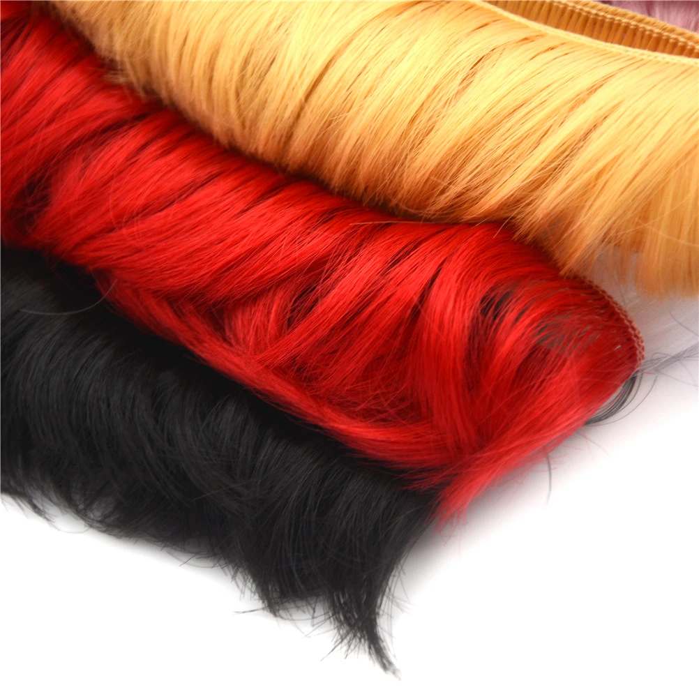 5x100cm najnowsza lalka krótkie kręcone frędzle z frędzlami naturalna brązowa czarne w kolorze khaki peruka dla 1/3 1/4 peruka dla lalki BJD