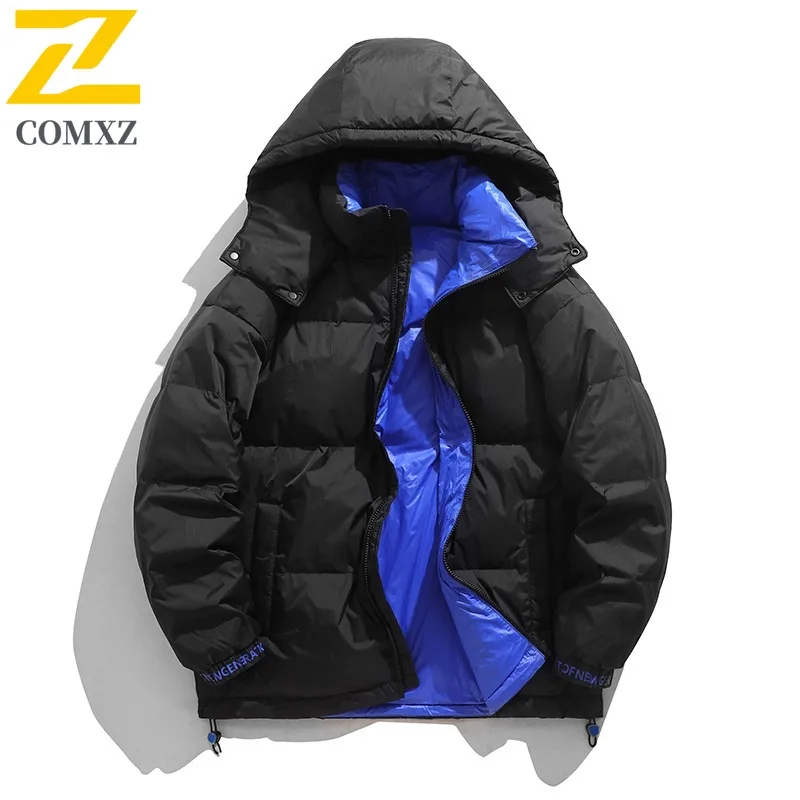 COMXZ Men Bread Jacket Thickened Fashion Street Ski High Quality Cold Resistant Camping Winter Jacket Loose Travel Padded Jacket