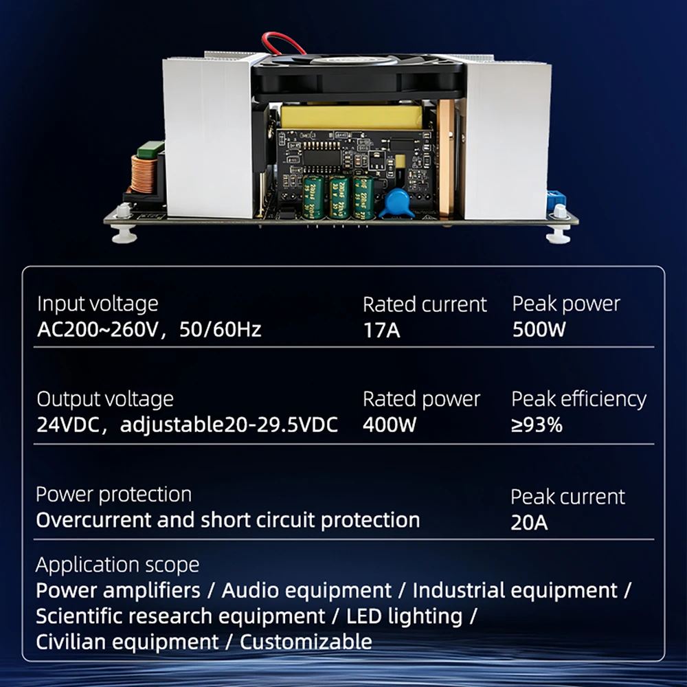 400W LLC Schaltnetzteil AC 220V zu DC 24V Hocheffizient Geräuscharmes Design für Verstärker und Subwoofer – Detail 15
