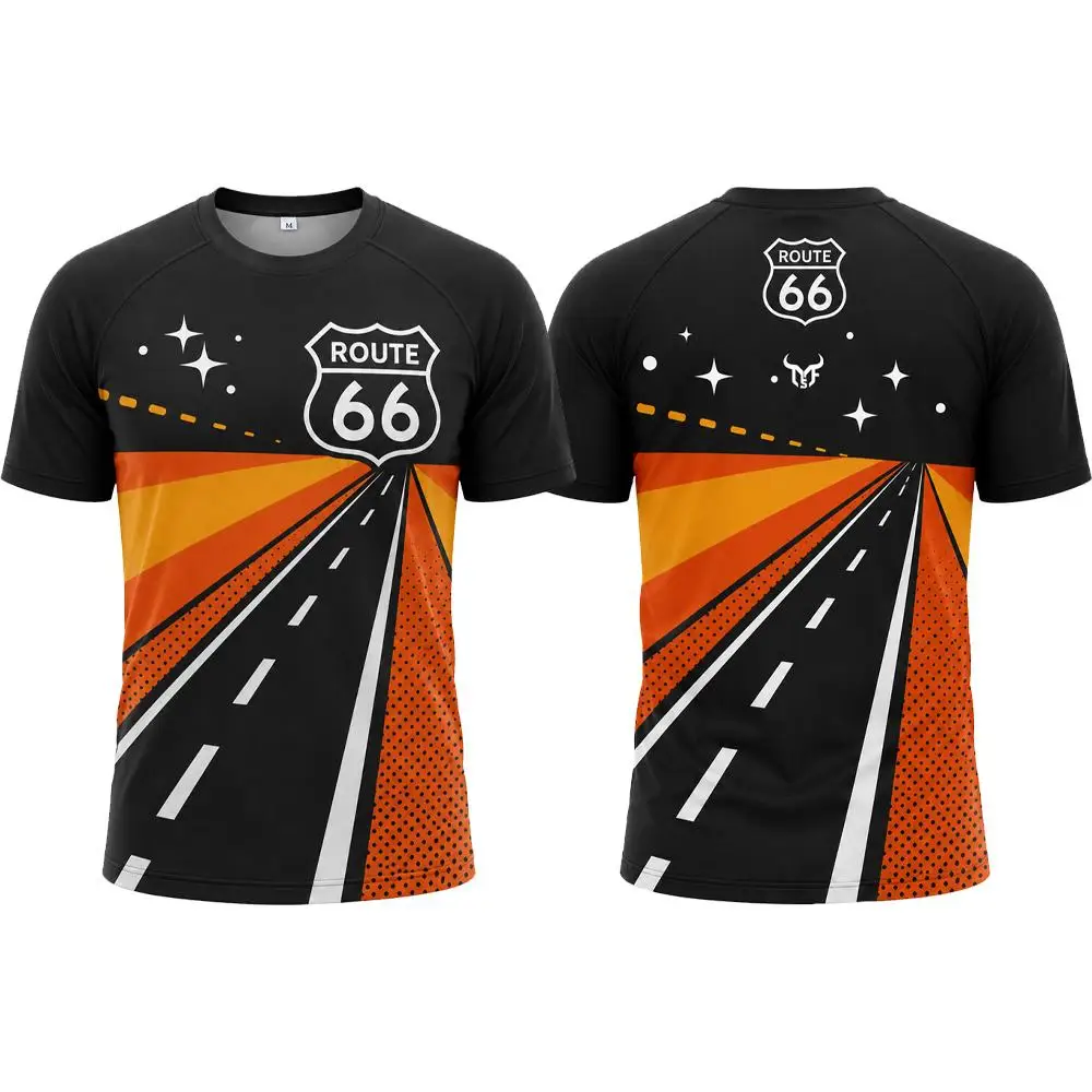Route 66 Vintage Road Trip T Shirt Men Women Retro Cycling Graphic Tee Outdoor Adventure Travel Casual Summer Crew Neck Top