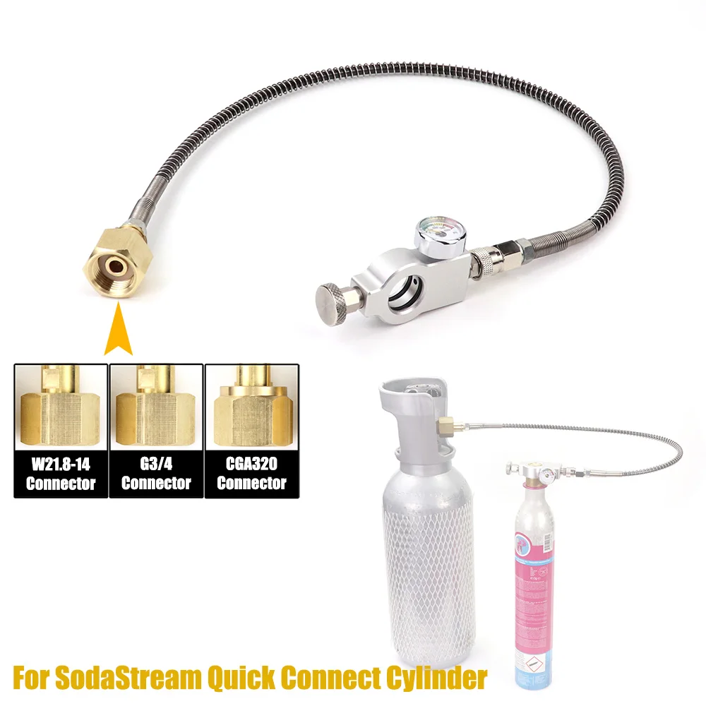 Co2 Cylinder Tank Refill Adaptor Hose Gauge Kit For Sodastream DUO Terra Art Cylinder To Charging Refilling CO2