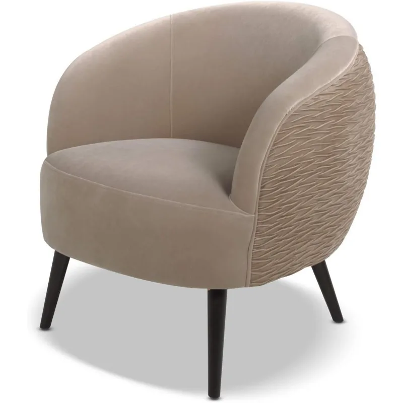 York Midden Van De Eeuw Moderne Ruches Stoel, Mink Beige Performance Fluweel