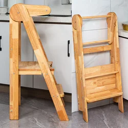 MOMO-escalones de lavado para niños, taburete de pie para bebé, torre de aprendizaje, taburete de pie con reposabrazos, antideslizante, plegable, madera maciza