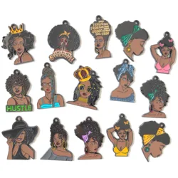 5pcs Afro Black Girls Charms Pendants Mix Bundle for Women Bracelets Making Fashion Necklace Keychain Gift DIY Jewelry Wholesale