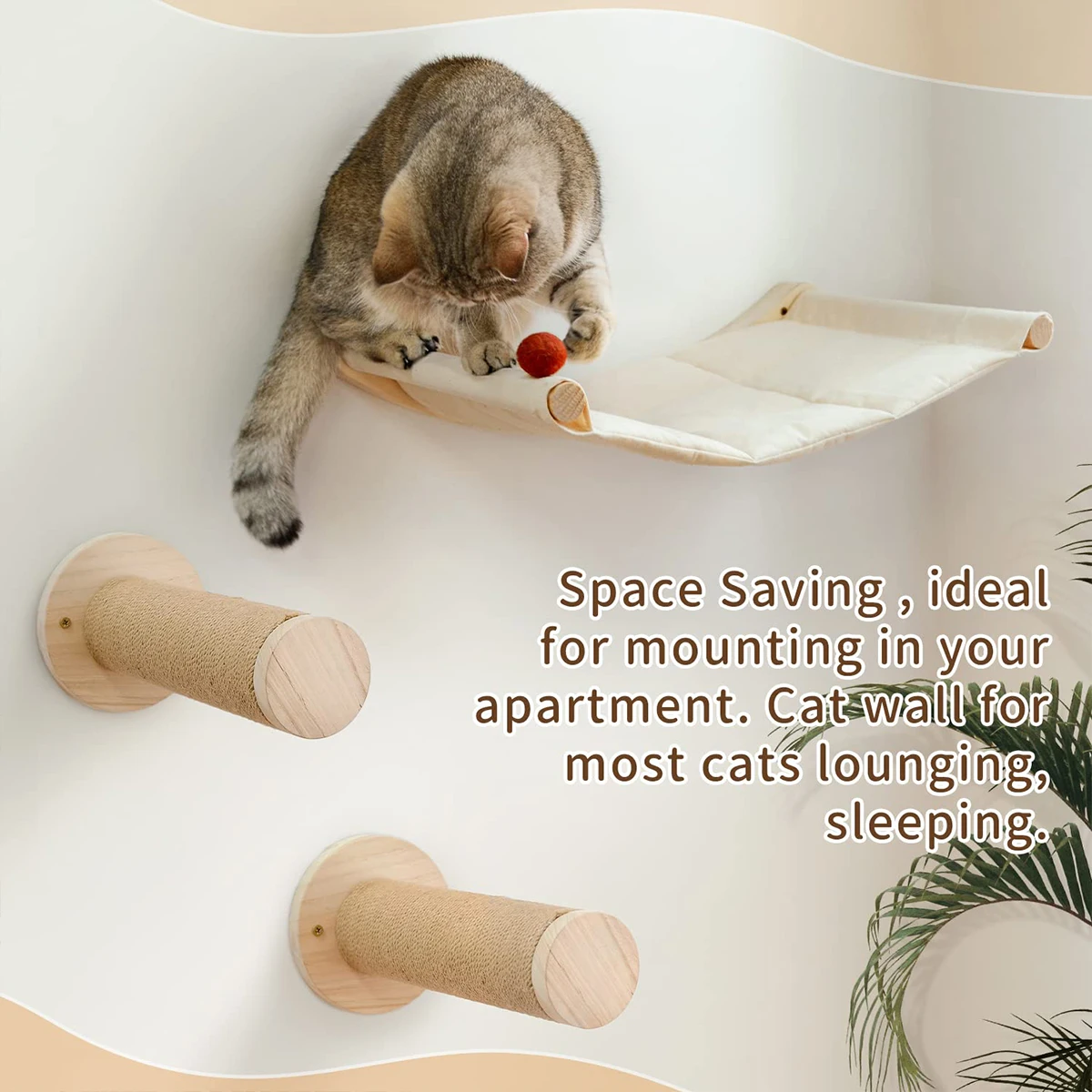 Cat Bed Wall Mounted Hammock For Large Cats Or Kitty Wood And Sisal Rope Wall Shelves And Perches Bed Furniture Jumping