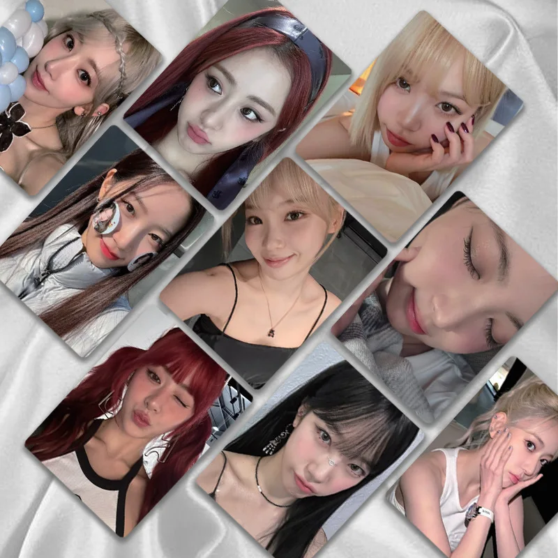 Kpop Idols KAZUHA CHAEWON Laser Boxed Card 50pcs/Set Wysokiej jakości koreański styl Kolorowa powlekana karta LOMO Karta kolekcjonerska dla fanów