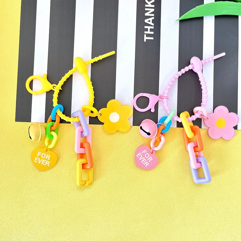 Fashion Colorful Sunflower Keychains For Women Girls Bag Pendant Car Key Rings Headset Case Decorations Accessories Gifts