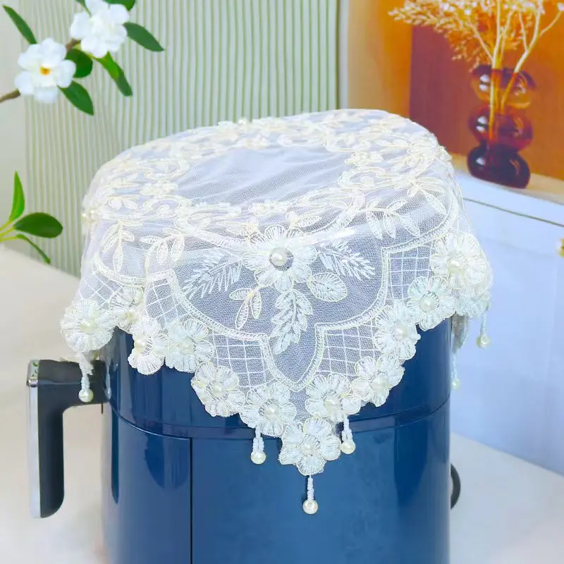 

Popular beige beads flowers Embroidery table cloth cover wedding tablecloth kitchen Christmas Table decoration and accessories