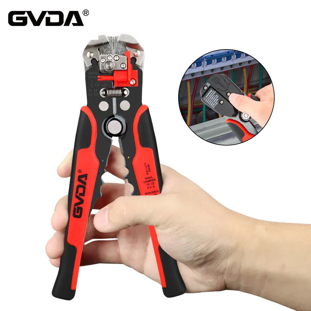 GVDA Stripping Crimping Pliers 4 in 1 Automatic Wire Stripper Crimper Multifunctional Cable Cutter Non Contact Voltage Detector