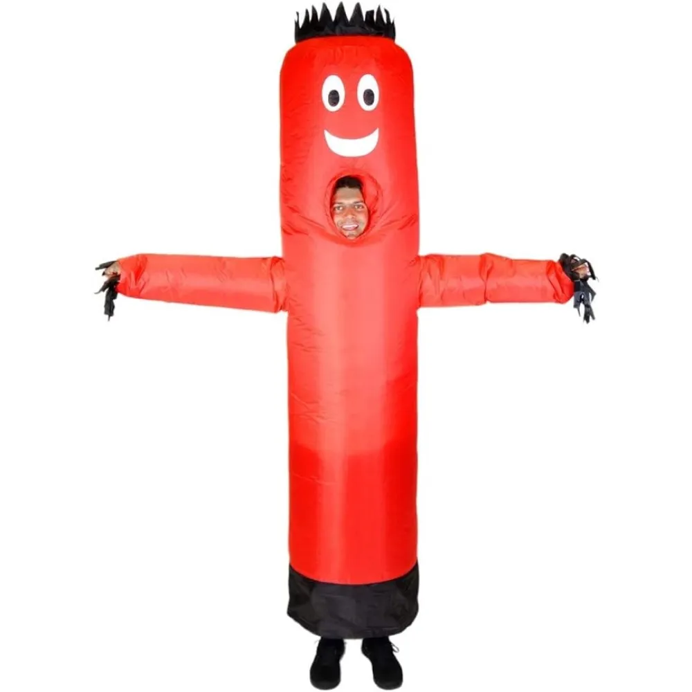 Air Dancers Inflatable Tube Man Costume - Wacky Waving Inflatable Tube Guy Blow Up Halloween Costume Adult Size