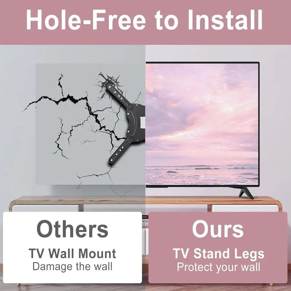 Suporte Universal para TV ou Pernas de Substituição para TVs de 70-75 Polegadas com Parafusos