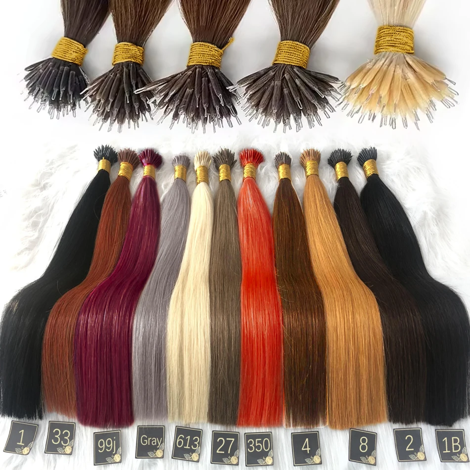 Extensiones de cabello lacio con puntas de nano anillo, set de fusión de cabello humano real, cápsulas de queratina, marrón y rubio, 30 pulgadas 4