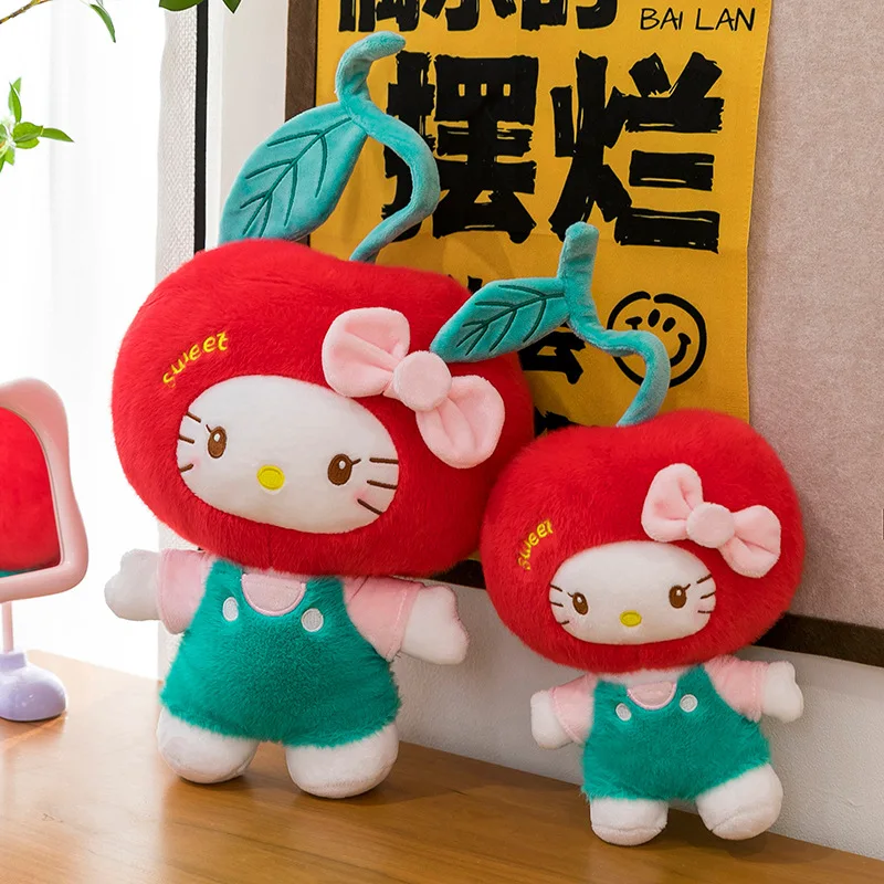 

25/35cm Hello Kitty Cherry Plush Pillow Cartoon Anime Stuffed Doll Cute Room Decoration Pillow Desktop Ornaments Kids Gifts