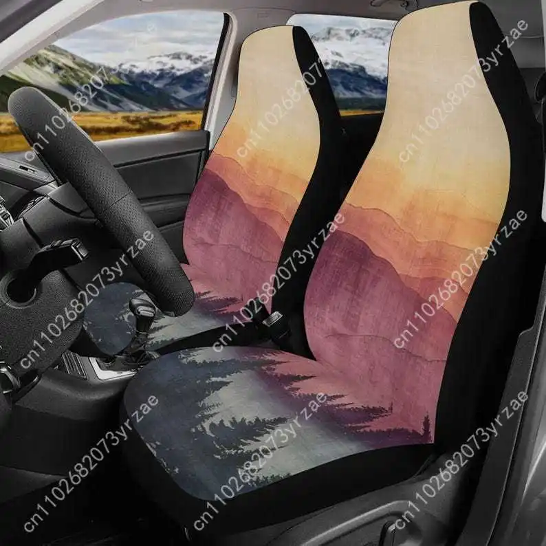 

Pine Forest Sunset Car Seat Covers Universal Environmentally Friendly Interior Decorations Comfortable Breathable Car Seat Cover