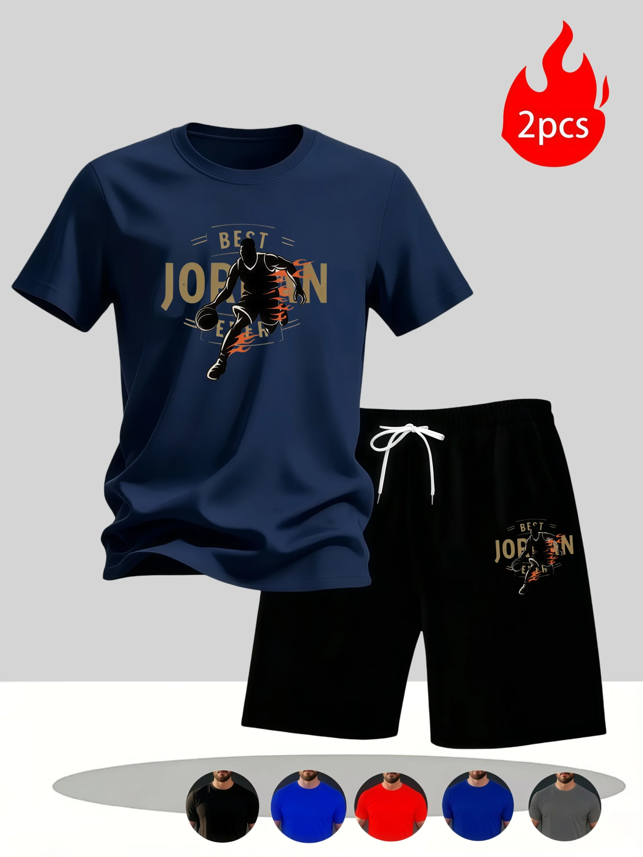 2026 Summer Men's Set Urban Casual Fashion T-shirt and Shorts High Quality Crew Neck Short Sleeve Outfits Male Daily Sportswear view 5