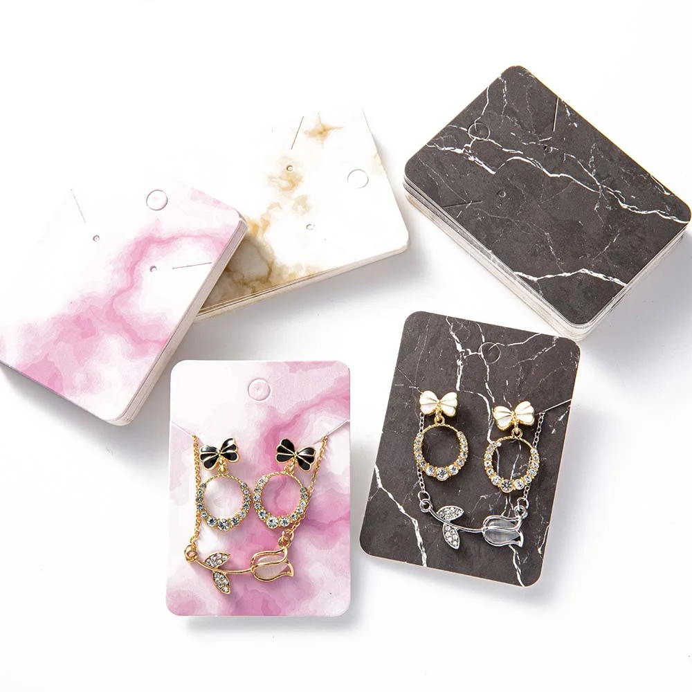 

50pcs Marble Earring Display Cards Holder for Necklace Jewelry Packaging Selling Organizer Small Businesses Material Supplies