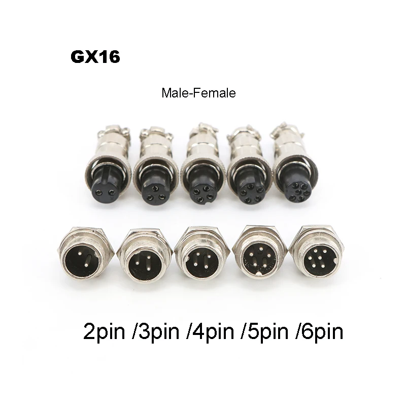 GX16 Metal Aviation Socket Coupler 2/3/4/5/6 Male-Female Connector Core Pin Electric Cable Terminal Fixed Butt Mobile Type M20