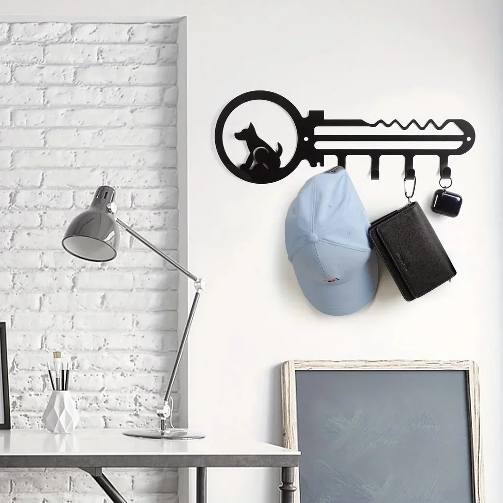 Key Shaped Wall Mounted 4 Hanging Hooks Holder Rack Household Iron Art Coat Hanger Iron Art Coat Hanger