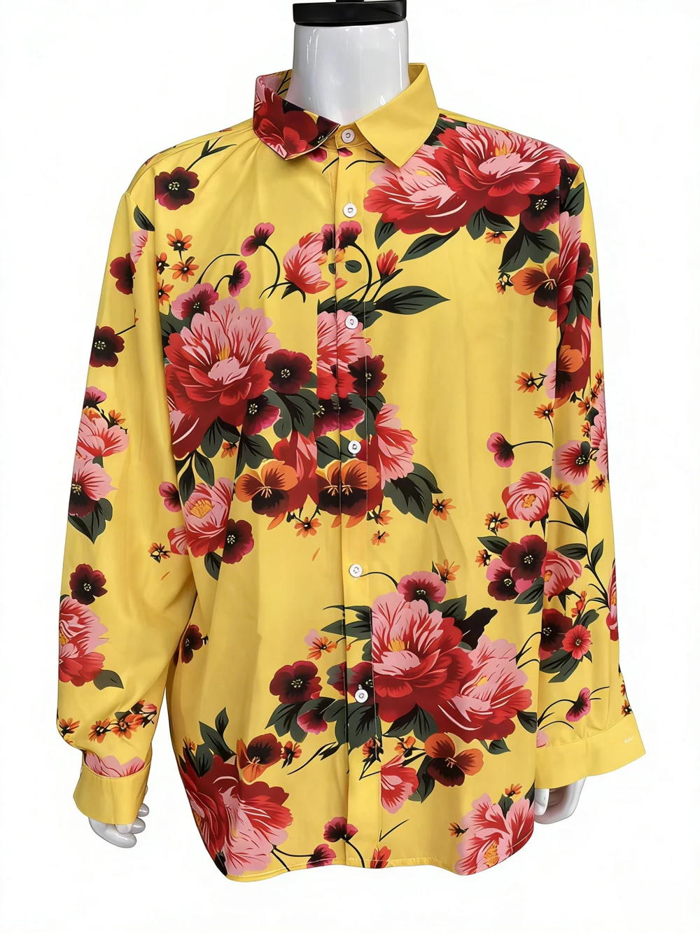 

2026 Men's Summer New Long Sleeve Slightly Elastic Shirt Natural Floral Print Shirt Men's Outdoor Leisure Social Clothing Men's