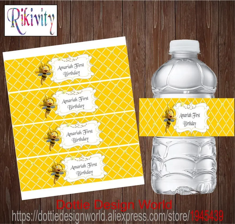 Bee Theme Birthday Party Water Bottle Wine Labels Sticker Adhesive Candy Wraps Baby Shower Wedding Festival Party Decor Supplies