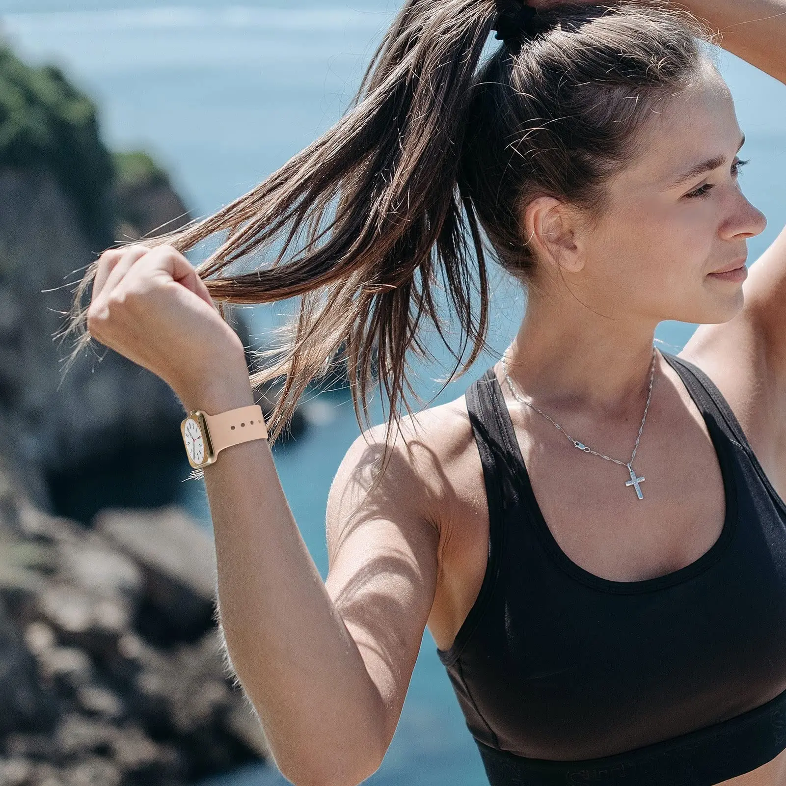 Силиконовый ремешок для Apple Watch Band 44 мм, 40 мм, 46 мм, 41 мм, 45 мм, 38 42, ремень-браслет Loop iwatch series 7 se 6 8 9 10 Ultra 2 49 мм