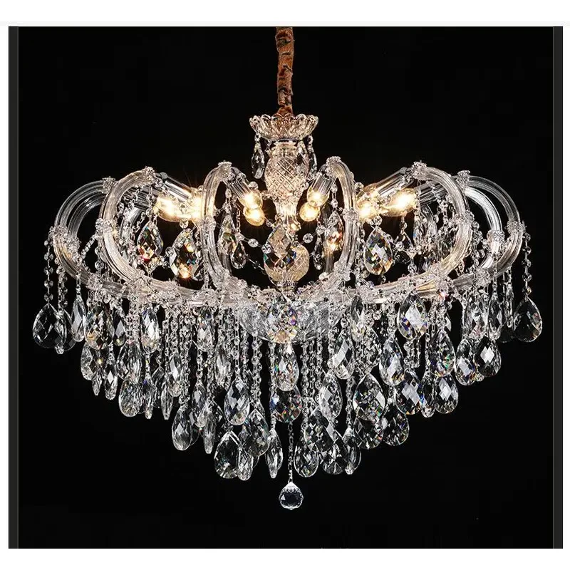 Modern Chrome Crystal Chandelier Lighting Candle Crystal Hanging Lamp For Foyer Restaurant Project Maria Theresa Indoor Lighting