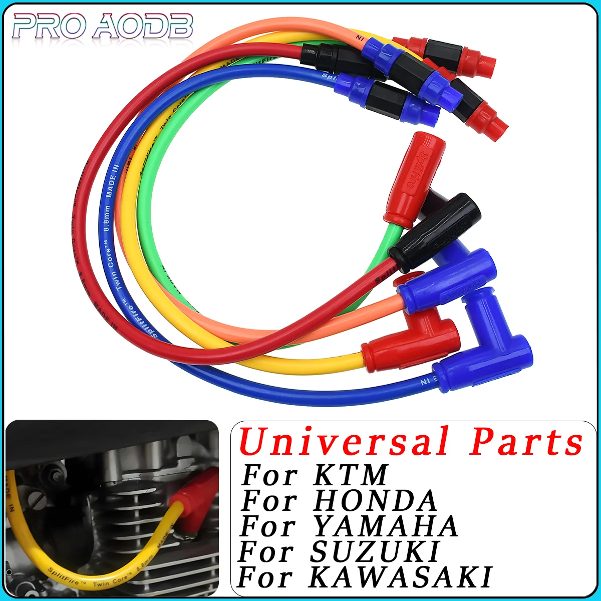 Universal รถจักรยานยนต์ IGNITION COIL Spark Plug Iridium สายไฟสําหรับ Dirt BIKE Go Kart ATV สกู๊ตเตอร์ Moped Yamaha KAWASAKI Honda