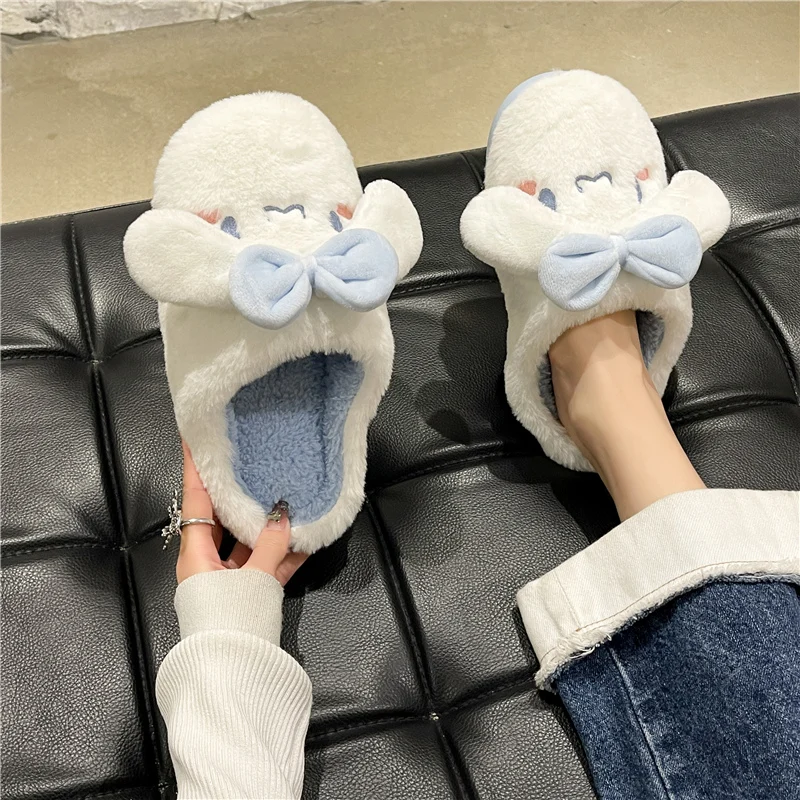 Cute Sanrio Cartoon Cinnamoroll Autumn Winter Cotton Slippers Ins Female Dormitory Indoor Slippers Fluffy Slippers Girl Gift - Image 2