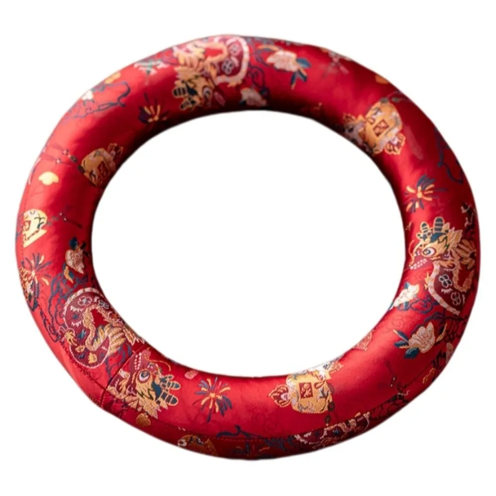Nepalese Singing Bowl Mat Brocade Donut Shape Sound Copper Out Mat Non Slip Traditional Wooden Fish Coaster Yoga