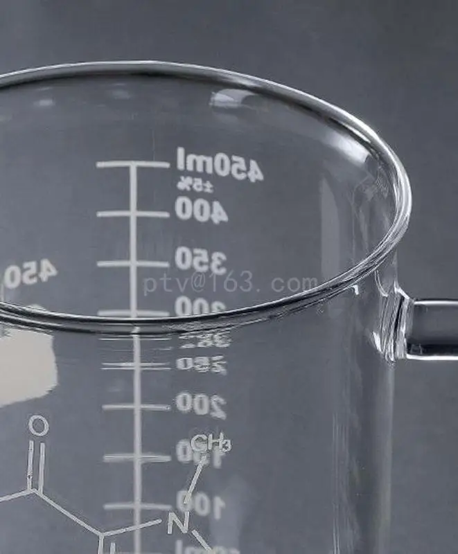 Chemistry Mug Borosilicate Glass Coffee Mugs with Handle and Measuring Durable Great for Lab Home or Office Unique Gift