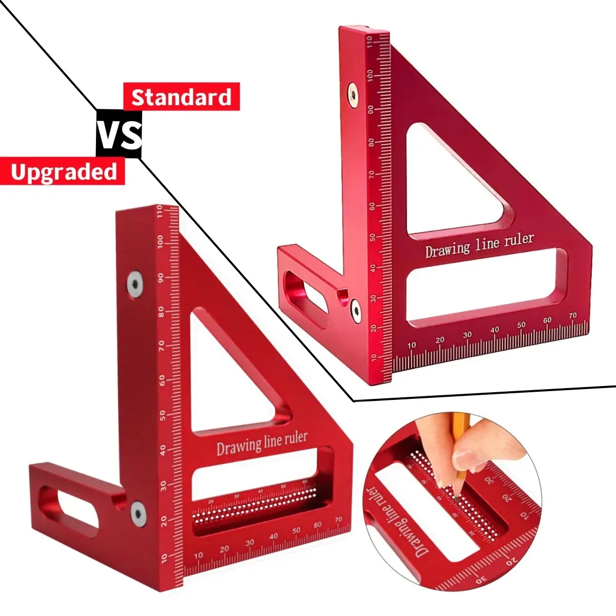 Upgraded Carpenter Square Aluminum Miter Triangle Ruler 45 ° / 90 ° drawing line ruler scale ruler multifunctional ruler wood