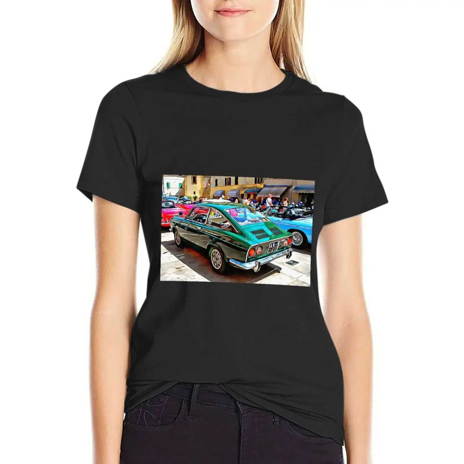 Fiat 850 Sports Coupe T-shirt korean fashion Short sleeve tee spring clothes Women 2024