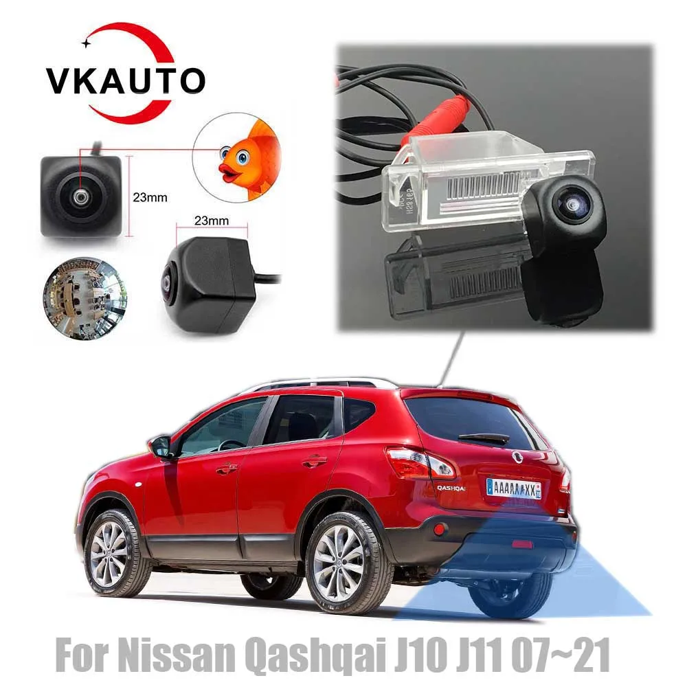 VKAUTO Fish Eye Rear View Camera For Nissan Qashqai Dualis J10 2007~2013 J11 13~21 HD CCD Reverse Parking Backup Camera AHD CVBS