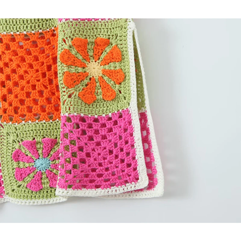 YENKYE 민족 Boho 수제 니트 격자 무늬 섹시한 슬링 드레스 여성 O 넥 슬릿 밑단 해변 휴가 여름 드레스 미디 가운