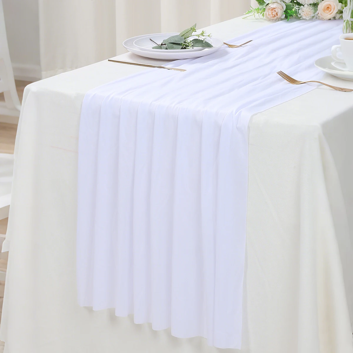 

1pc White Pink Milk Silk Table Runner Birthday Party Decoration Adults Table Runner Wedding Birthday Baby Shower Party Supplies