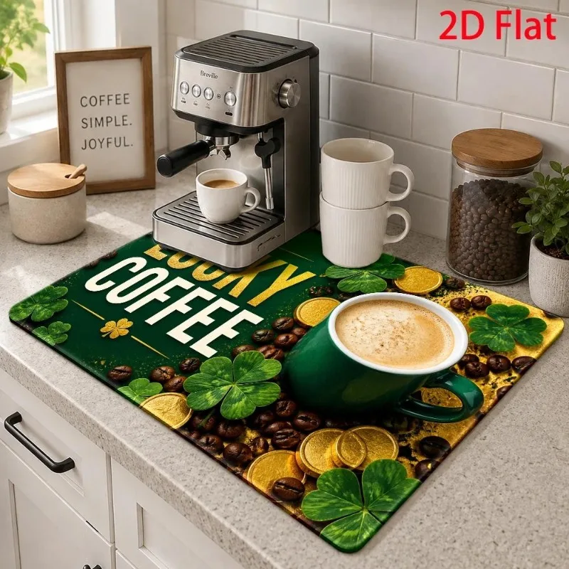 Drying Mat Dish Cute Hand Drawn Heart Mug Splatter Proof Espresso Machine Placement Desktop Board