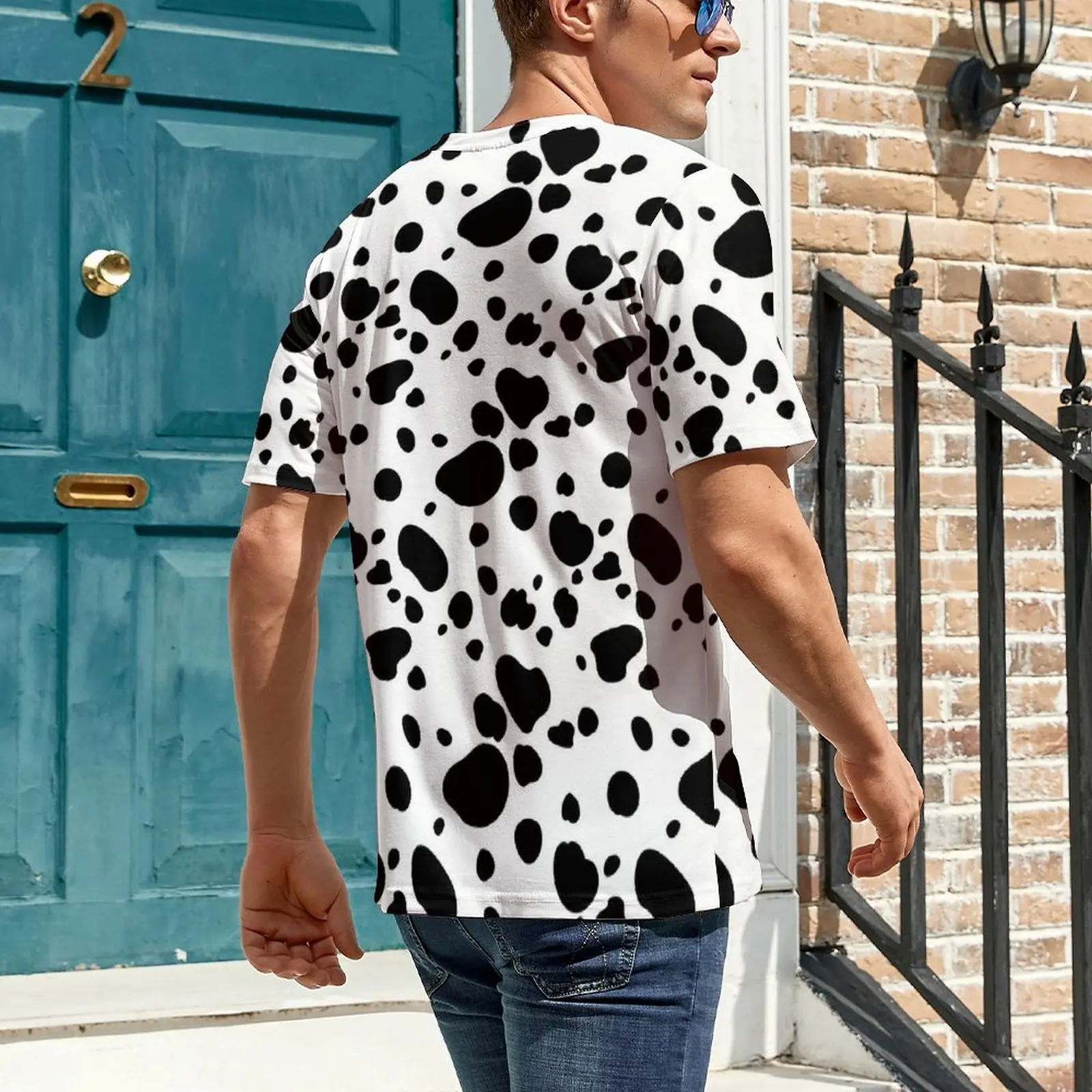 Summer T-Shirt Dalmatian Dots T Shirts Cute Animal Print Street Style Vintage Tee Shirt For Men Short-Sleeve Big Size Clothes
