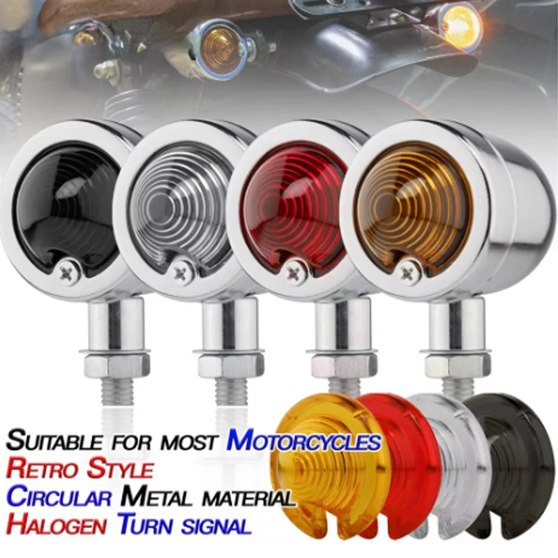 

Bullet Motorcycle Turn Signal Lights Indicator Amber Blinker Retro Lamps for Harley Davidson Honda Yamaha Cruiser Bobber Chopper