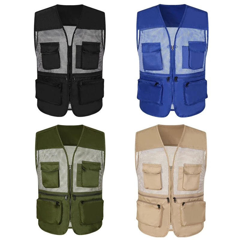 

Outdoor Fishing Vests Quick Dry Breathable Multi Pocket Mesh Jackets, Travel Hunting Breathable Jackets